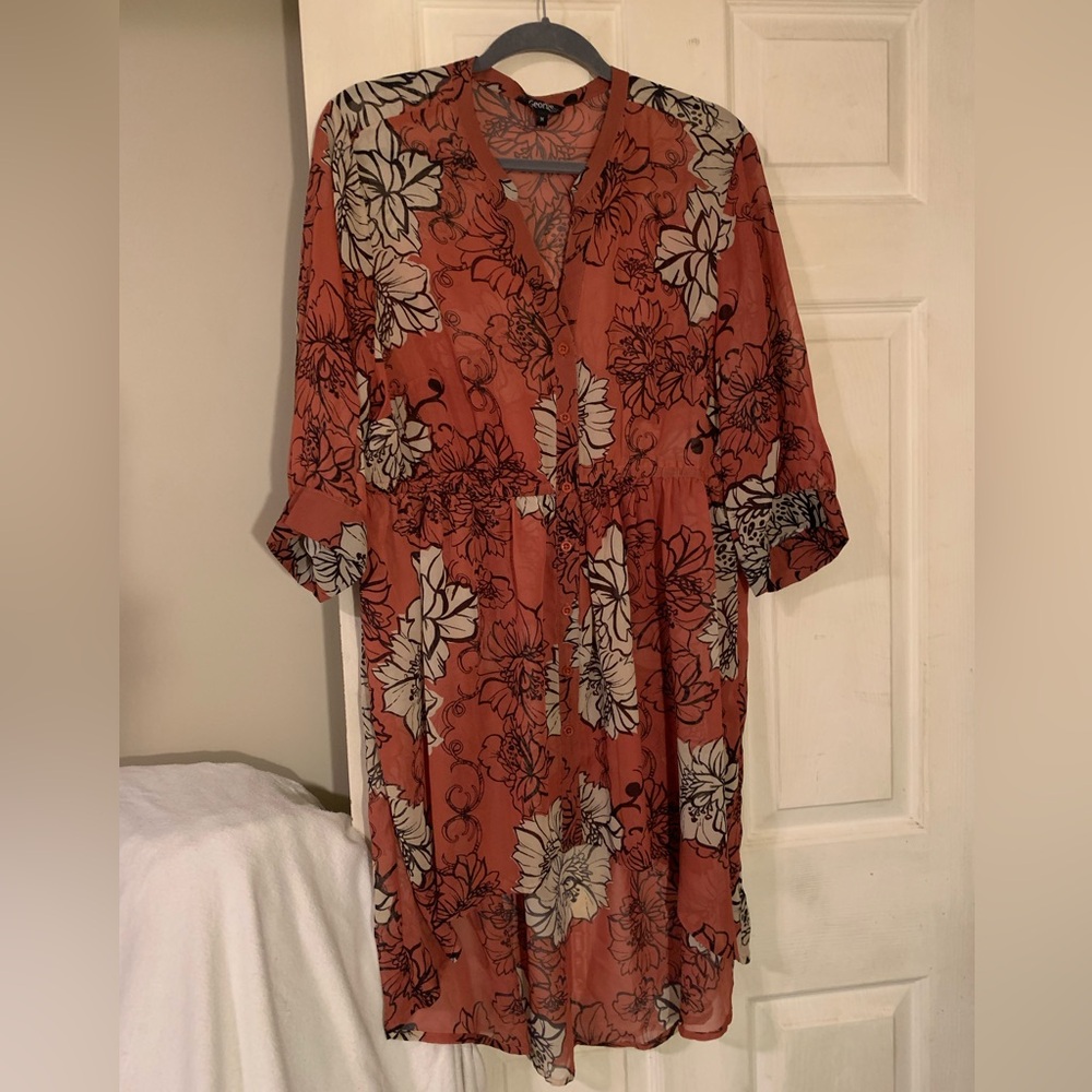 George Orange Mandarin Collar Blouse